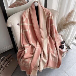 Casual Double Sided Print Thick Warm Scarf