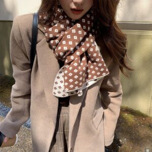 Casual Knitted Neckerchief Plaid Thick New Design Scarf - Image 4