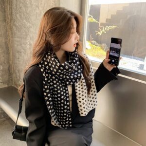 Casual Knitted Neckerchief Plaid Thick New Design Scarf - Image 3