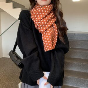 Casual Knitted Neckerchief Plaid Thick New Design Scarf