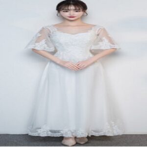 Elegant Half Sleeve Long cocktail Party Dress - Image 2