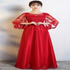 Elegant Half Sleeve Long cocktail Party Dress - Image 3