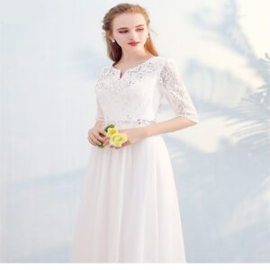 New Half Sleeve Elegant Embroidery Bridesmaid Prom Party Gown - Image 5