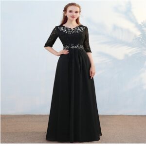 New Half Sleeve Elegant Embroidery Bridesmaid Prom Party Gown - Image 6