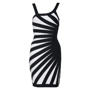 New Striped Sleeveless Celebrity Bodycon Dress - Image 2