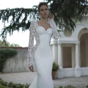 Sexy Hollow Out Wedding Long Sleeve Maxi Dress - Image 2
