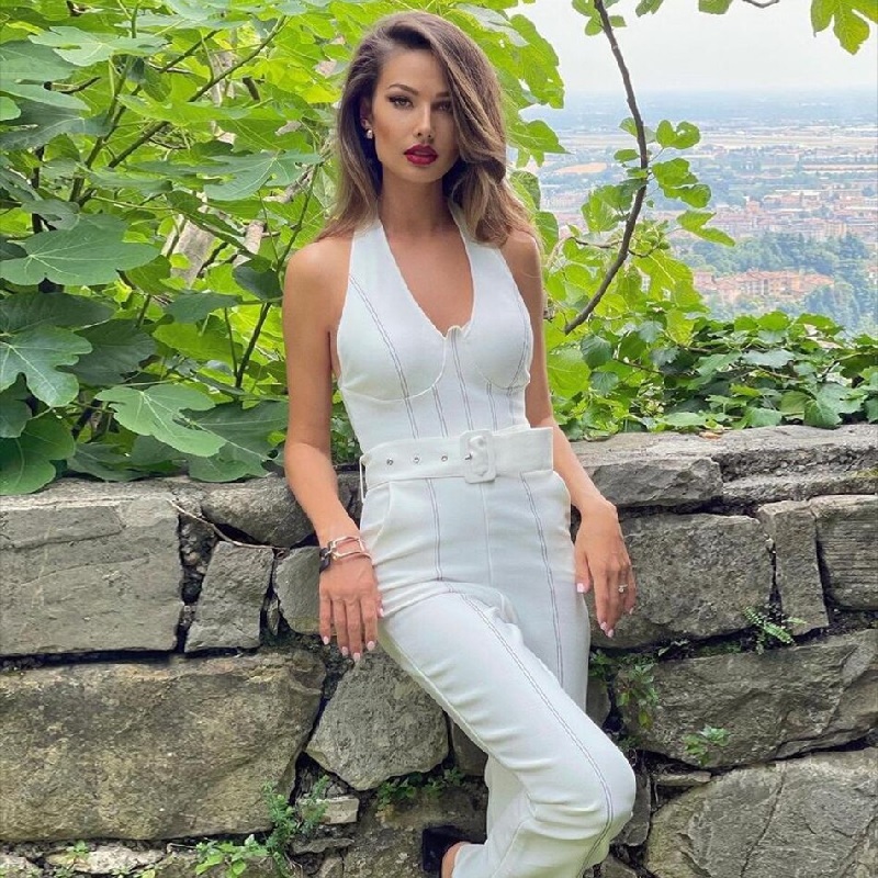 Sexy V Neck Sleeveless & Long Pants Party Rompers Jumpsuit