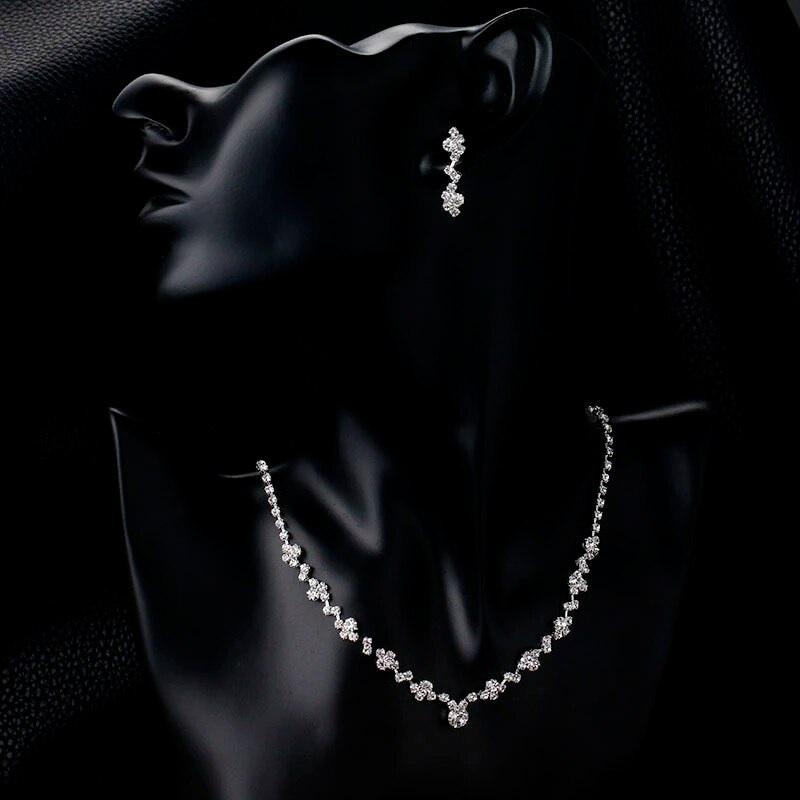 Bling Rhinestone Crystal Simple Bridesmaid Jewelry Set