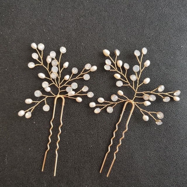 Ceram Flower Pearls Bridal Hair Pin