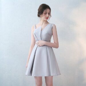 Elegant Short Satin A Line Prom Party Dress - Image 3