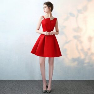 Elegant Short Satin A Line Prom Party Dress - Image 4