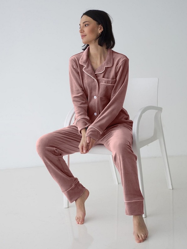 Elegant Turn Down Collar Sleepwear Pajamas