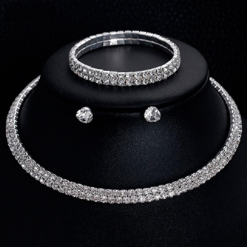 Fashion Necklace Earrings Bracelet Wedding Jewelry Sets