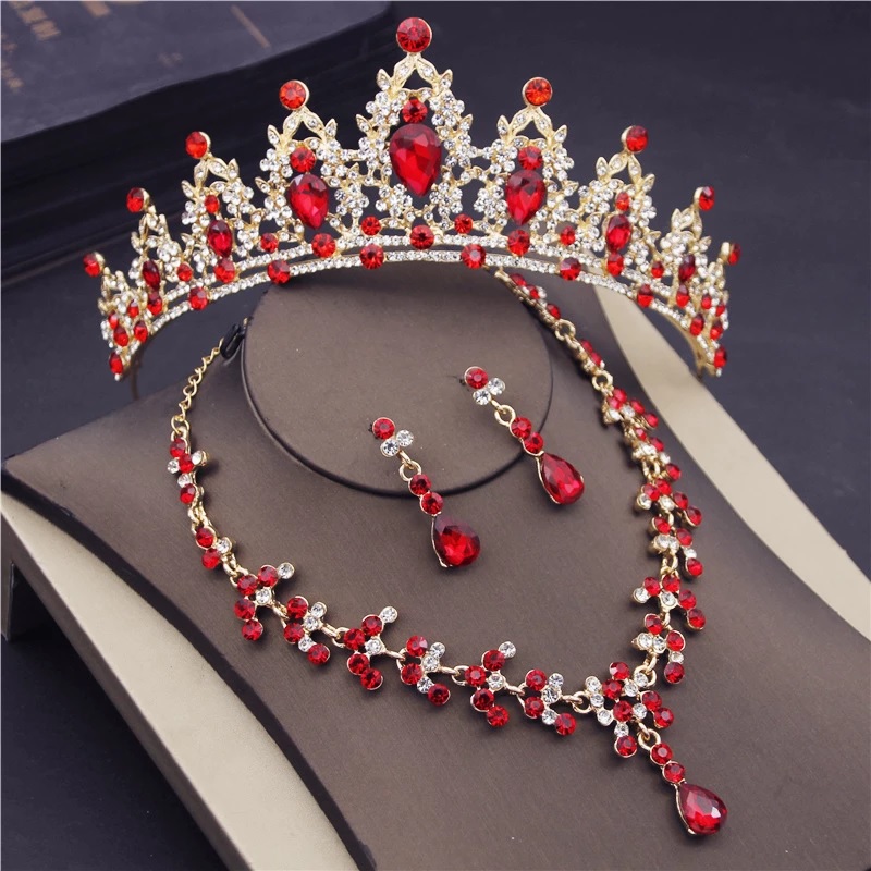 Party Crown Necklaces Earring Bridal Jewelry Sets