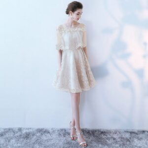 Short Simple Embroidery Prom Party Dress - Image 3