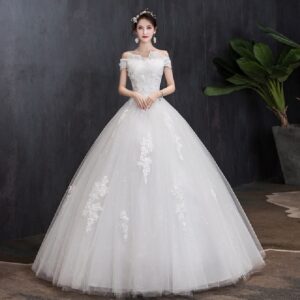 Strapless Appliques Pearls Fashion Bride Wedding Dress - Image 2