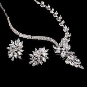 Unique Design Choker Necklace Stud Earrings Bridal Jewelry Sets - Image 2