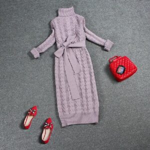 Vintage Casual Knitted Sweater Dresses - Image 2