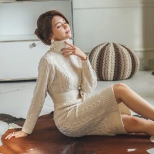 Vintage Casual Knitted Sweater Dresses - Image 3