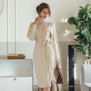 Vintage Casual Knitted Sweater Dresses - Image 5