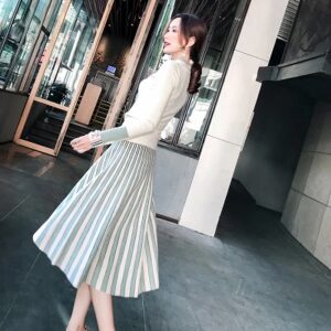 Bowknot Knitted Jumper Tops+  Sequnied Patchwork Skirts Sets - Image 2