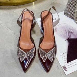 Transparent Pointed Toe Rhinestone Bow knot High Heels