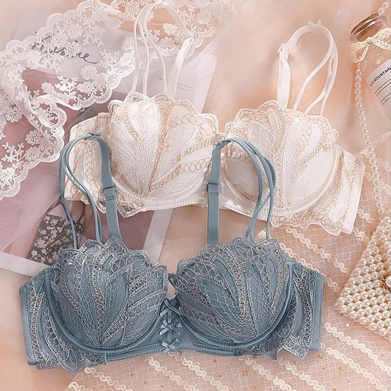 Lace France Luxury Fox Gathered Bras And Panty Sets - Power Day Sale