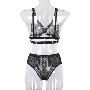 Leopard Print Bandage Bra Panty Underwear Set - Image 2