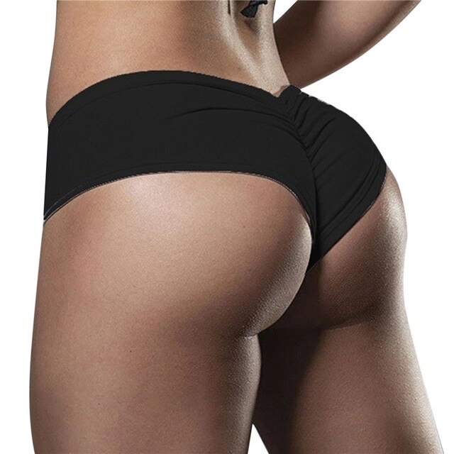 Solid Color Stretchy Lift Hip Panties Slit Shorts - Power Day Sale