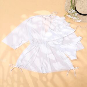 Bikini Set Solid Color Tie Up Bra Swimsuit - Image 3