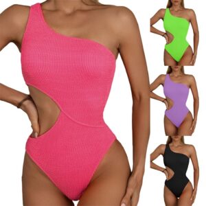 One Shoulder Sleeveless Hollow-Out Swimsuit - Image 5