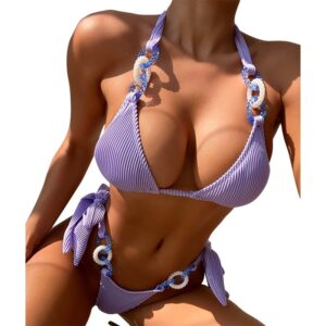 Round Rings Bikini Set Halter Bra Swimwear