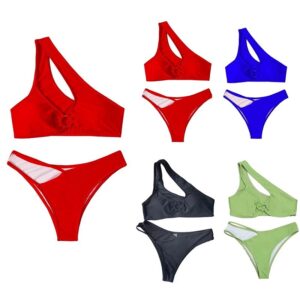 One Shoulder Backless Bra 2 Bikini Set - Image 6