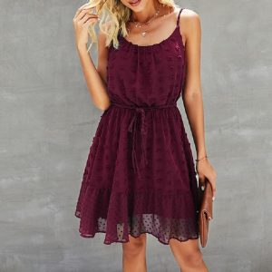 Boho Spaghetti Strap Jacquard Mini Dress - Image 3