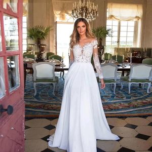 Chiffon  Illusion Button Back  Bridal Gowns