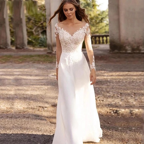 Chiffon Lace  Backless Bridal Party Gowns
