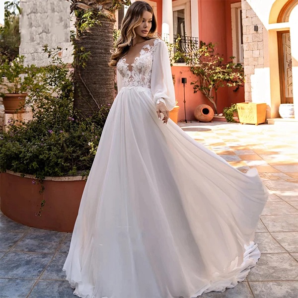 DreesHouse - Puff-Sleeve A-Line Wedding Gown | YesStyle