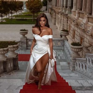 High Split Wedding Party Dress - Image 5