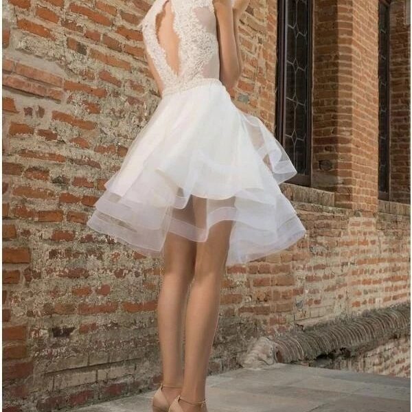 Knee Length A-line Lace  Wedding Dress - Image 3