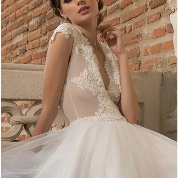 Knee Length A-line Lace  Wedding Dress - Image 4