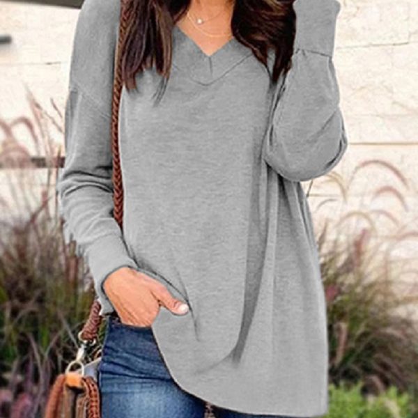 Pullover Tunic  V Neckline  Long Sleeves