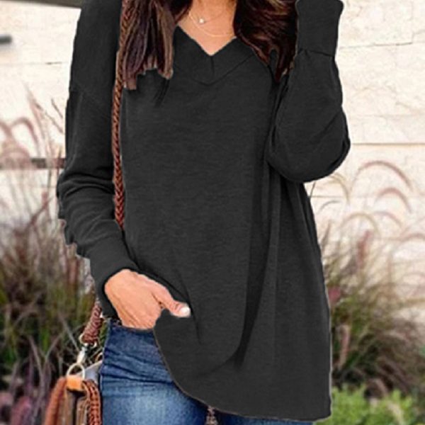 Pullover Tunic  V Neckline  Long Sleeves - Image 4