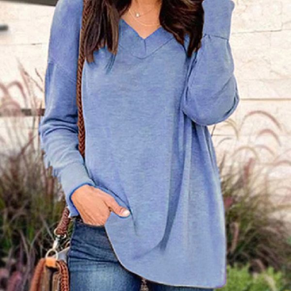 Pullover Tunic  V Neckline  Long Sleeves - Image 5