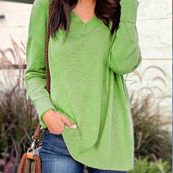 Pullover Tunic  V Neckline  Long Sleeves - Image 6