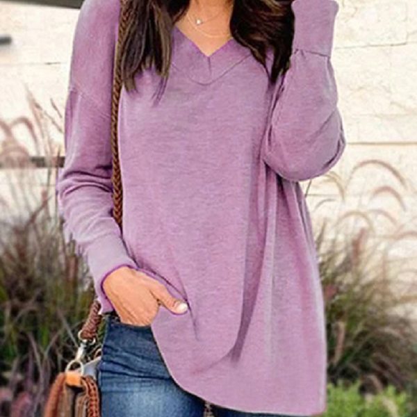 Pullover Tunic  V Neckline  Long Sleeves - Image 7