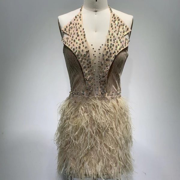 Crystal Feather Design Dress - Image 5