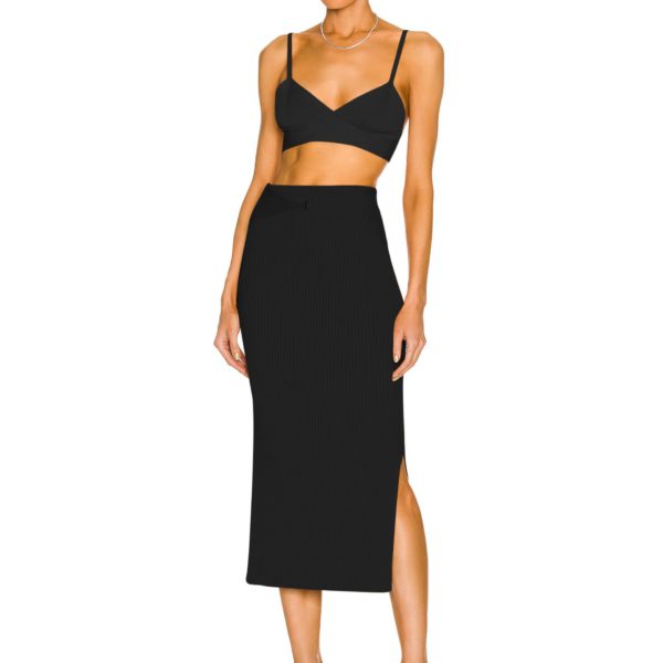Spaghetti Straps Black khaki Two Pieces Bandage Set - Image 4