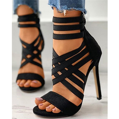 Women's Strappy Stilettos - High Ankle Straps / 4.5" Heels