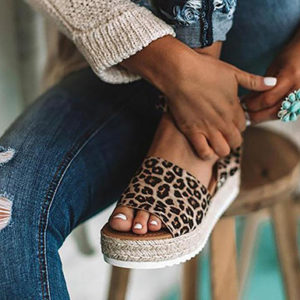 Women's Huarache-Style Wedges - Ankle Straps / Metal Buckles - Image 5