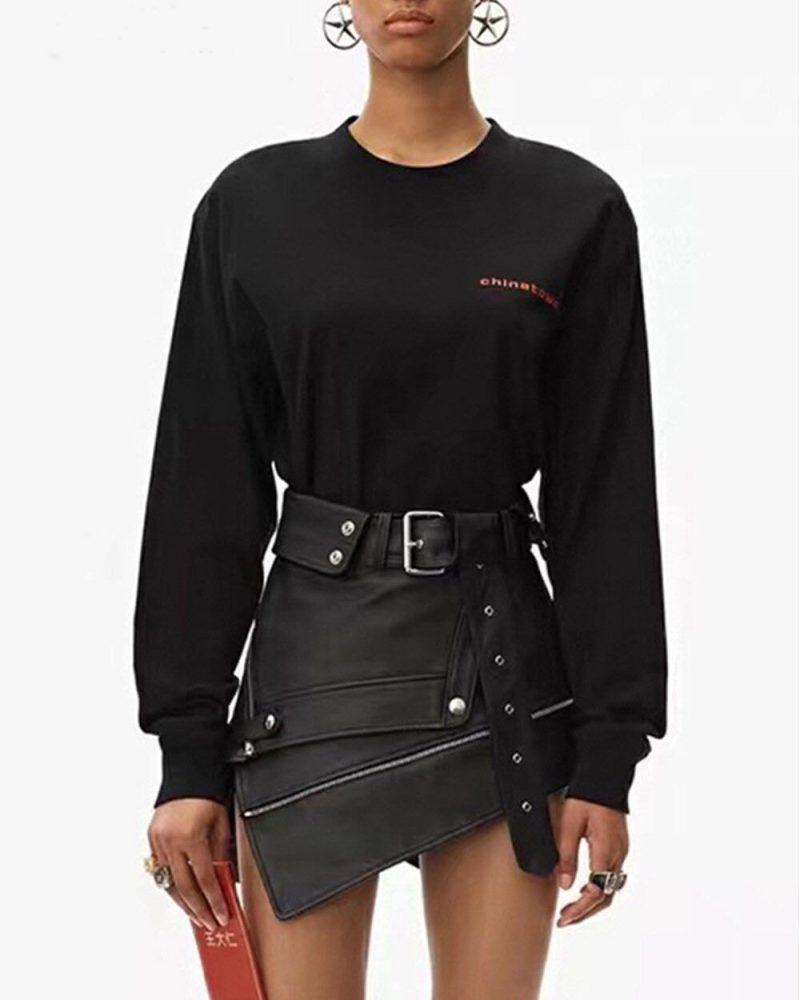 Leather Skirts Zipper Punk Rock Belt Mini Skirt